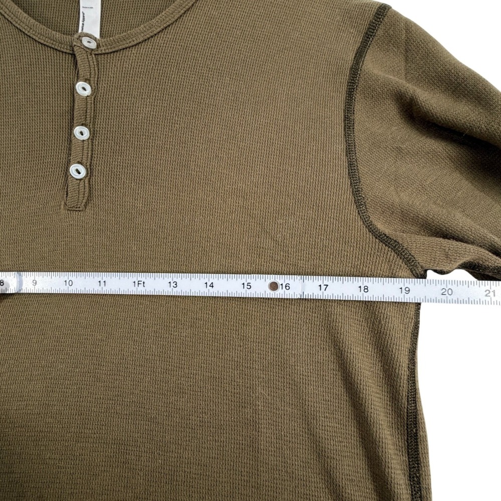 American Apparel Mens XL Baby Thermal Henley Dexter Kill Room Shirt Green Brown - Picture 6 of 9